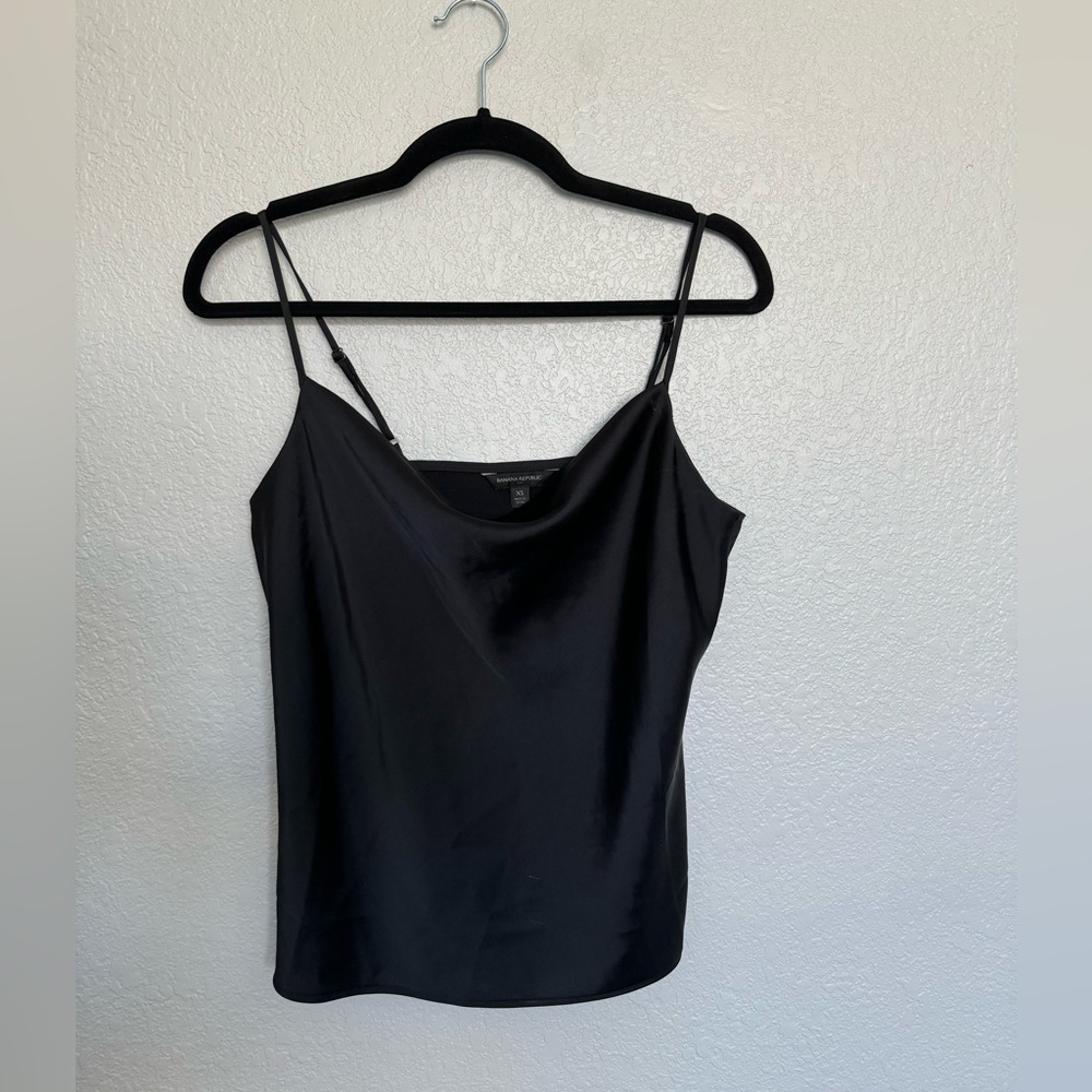 Banana Republic Silky Cowl Neck Black Tank Top - XS